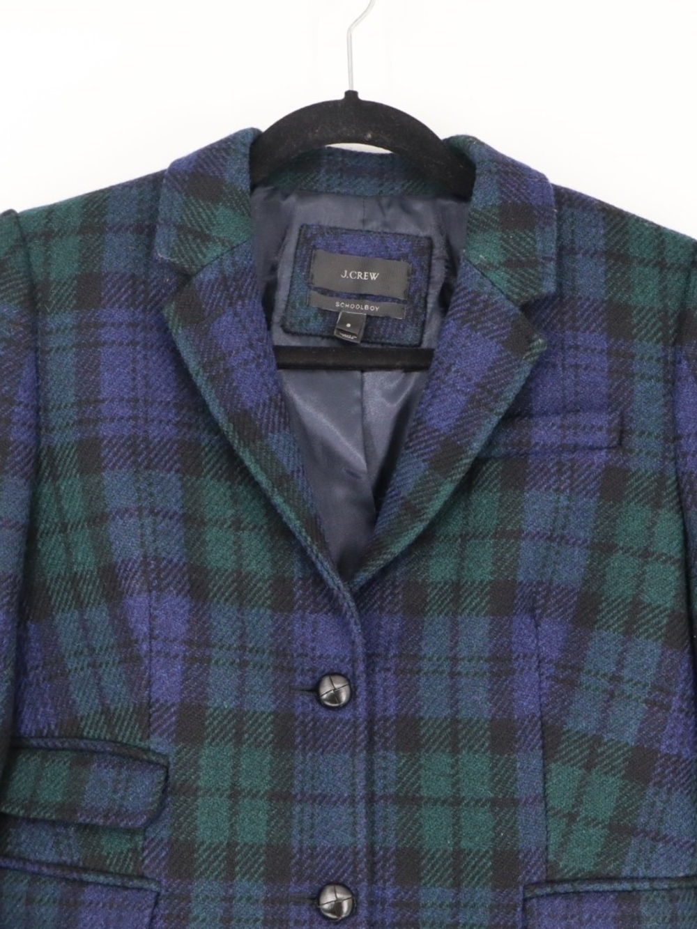 J.Crew Schoolboy Blazer Women’s 8 Black Watch Plaid 100% Wool Tartan Preppy - Picture 3 of 16